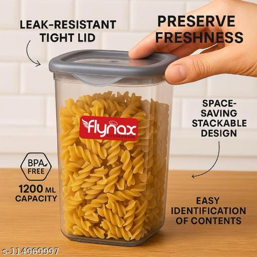 Airtight Transparent Jar Air Tight Kitchen Storage Container BPA-Free Stackable  Grocery Containers  Storage Jar Masala Box Freezer Storage Box Plastic Containers Box Idle for Food Grain  Rice Rad Set of-6 Pcs